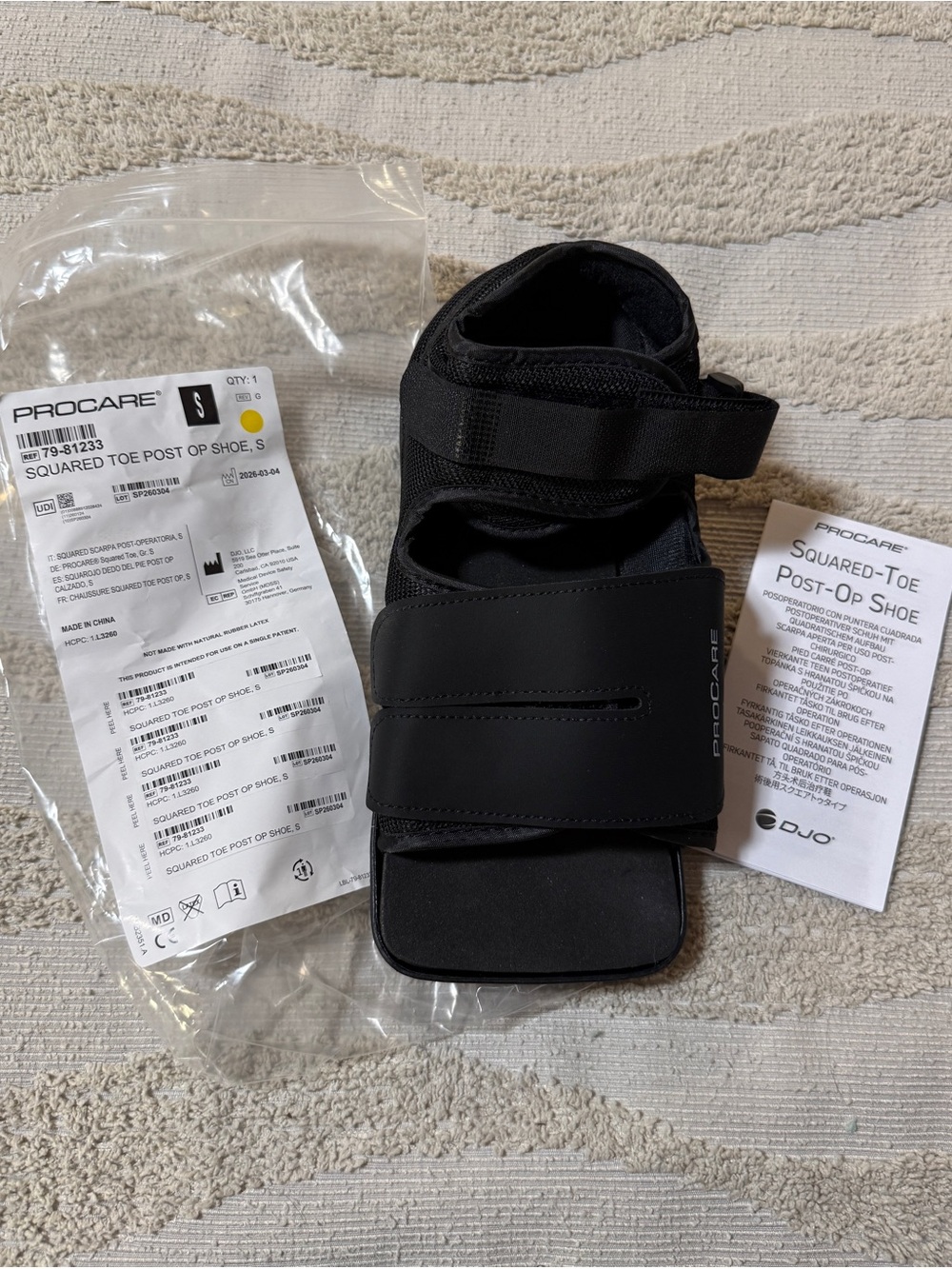 Unisex Post Op Shoe SMALL Black Therapeutic Recovery Shoe